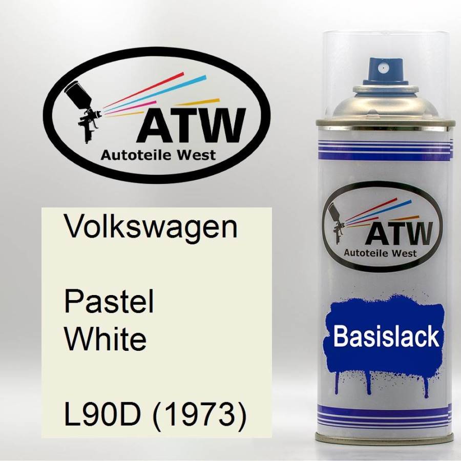 Volkswagen, Pastel White, L90D (1973): 400ml Sprühdose, von ATW Autoteile West.